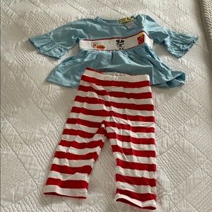 Never worn. Chick fil a smocked outfit.